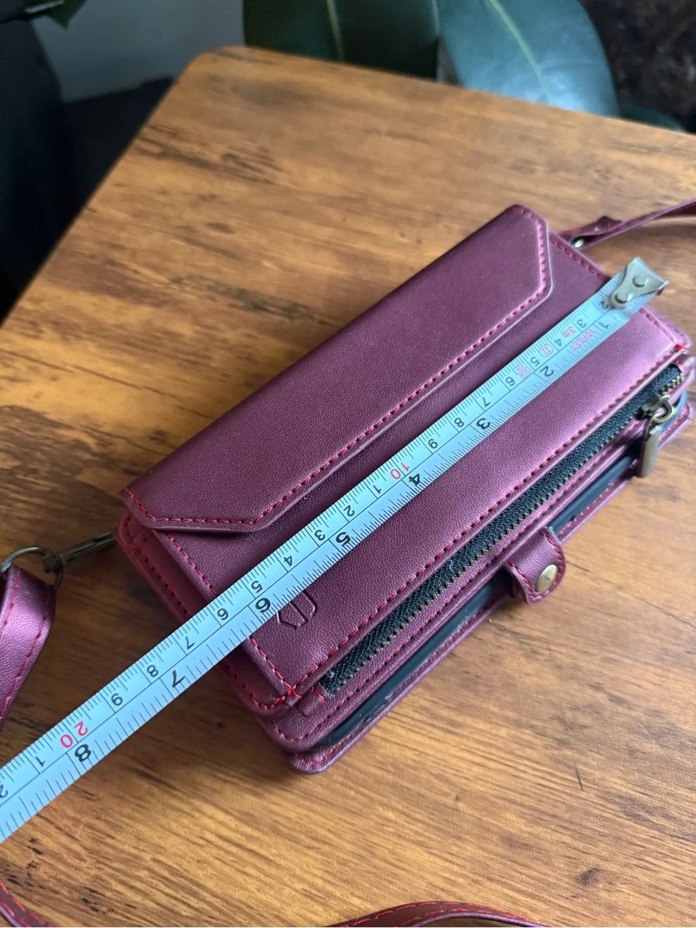 Shagwear Burgundy Crossbody Phone Wallet Case with Card Slots & strap